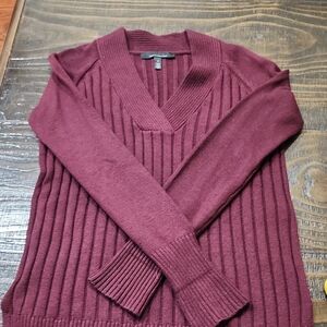 White House Black Market Rich Maroon V-Neck Sweater